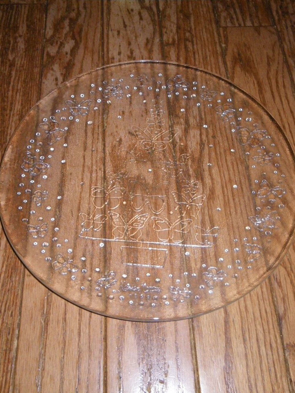 1999 Neiman Marcus Annual Holliday Large Glass Cookie Plate Butterfly Tree